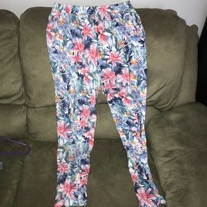 High waisted floral cotton joggers